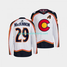 Colorado Avalanche Nathan MacKinnon 29 Adidas 2022-2023 Reverse Retro Wit Authentic Shirt - Mannen